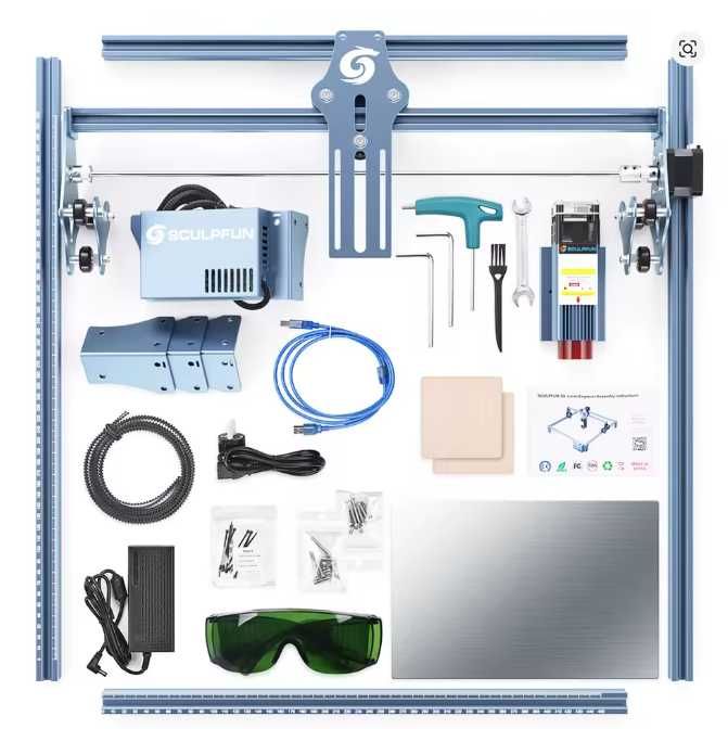 Masina de gravat S9, SCULPFUN, 90W, 410x420 mm, Blue, Garantie, NOU