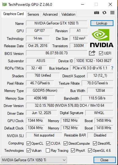 gtx1050ti 4gb asus cerberus