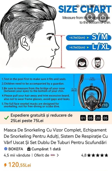 Masca snorkeling dublă