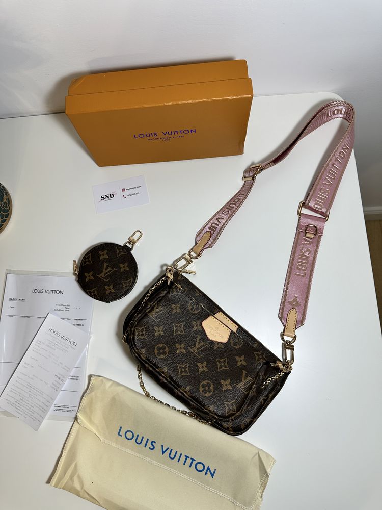 Geanta Louis Vuitton multi pochette 3 piese+cutie piele canvas 100%