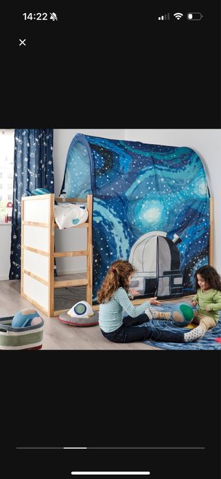 Pat copii Ikea (Kura), cu doua saltele si cort Kura