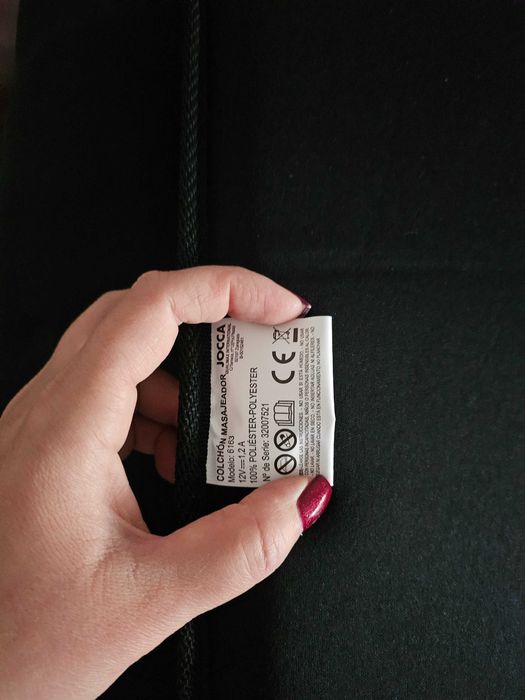 Saltea masaj, Jocca, 14.4W, 3 Trepte viteza, 170x60 cm, Negru