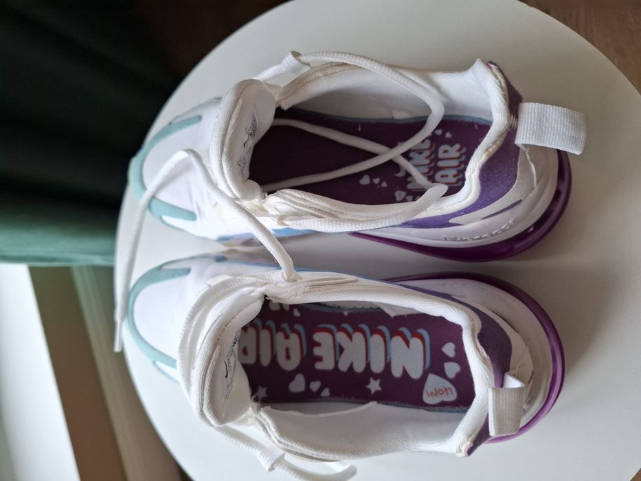 NIKE Women's Air Max React 270 White/Light Blue-Aurora Green