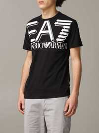 EMPORIO ARMANI EA7 Black Large Logo Slim Fit Мъжка Тениска XL (M / L)