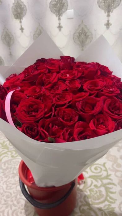 Цветы 51 роза голландская