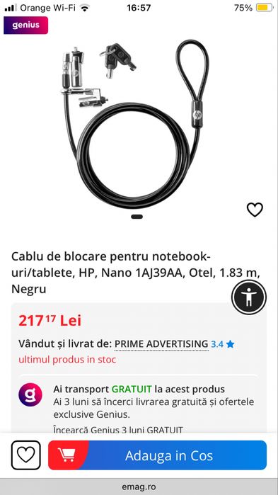 Cablu de blocare pentru notebook-uri/tablete
