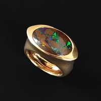 (PROMO) Inel unisex, designer, aur 18k cu boulder opal, certif