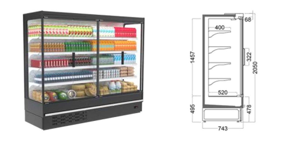 Vitrina verticala refrigerare STERNA 258 cm / 4 usi /NOU - Profesional