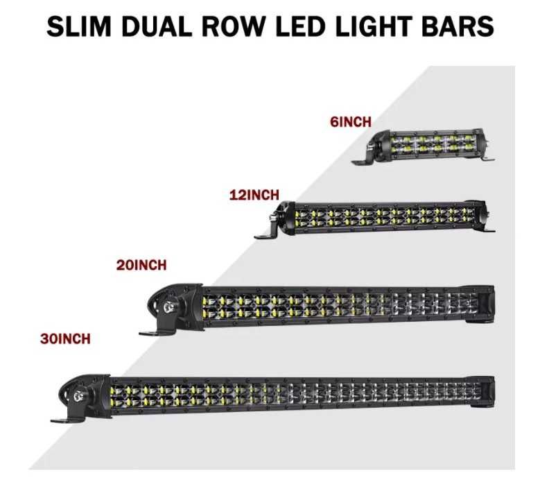 Led Bar 6D, proiector auto Super Dublu Slim Black Edition 30-100 CM