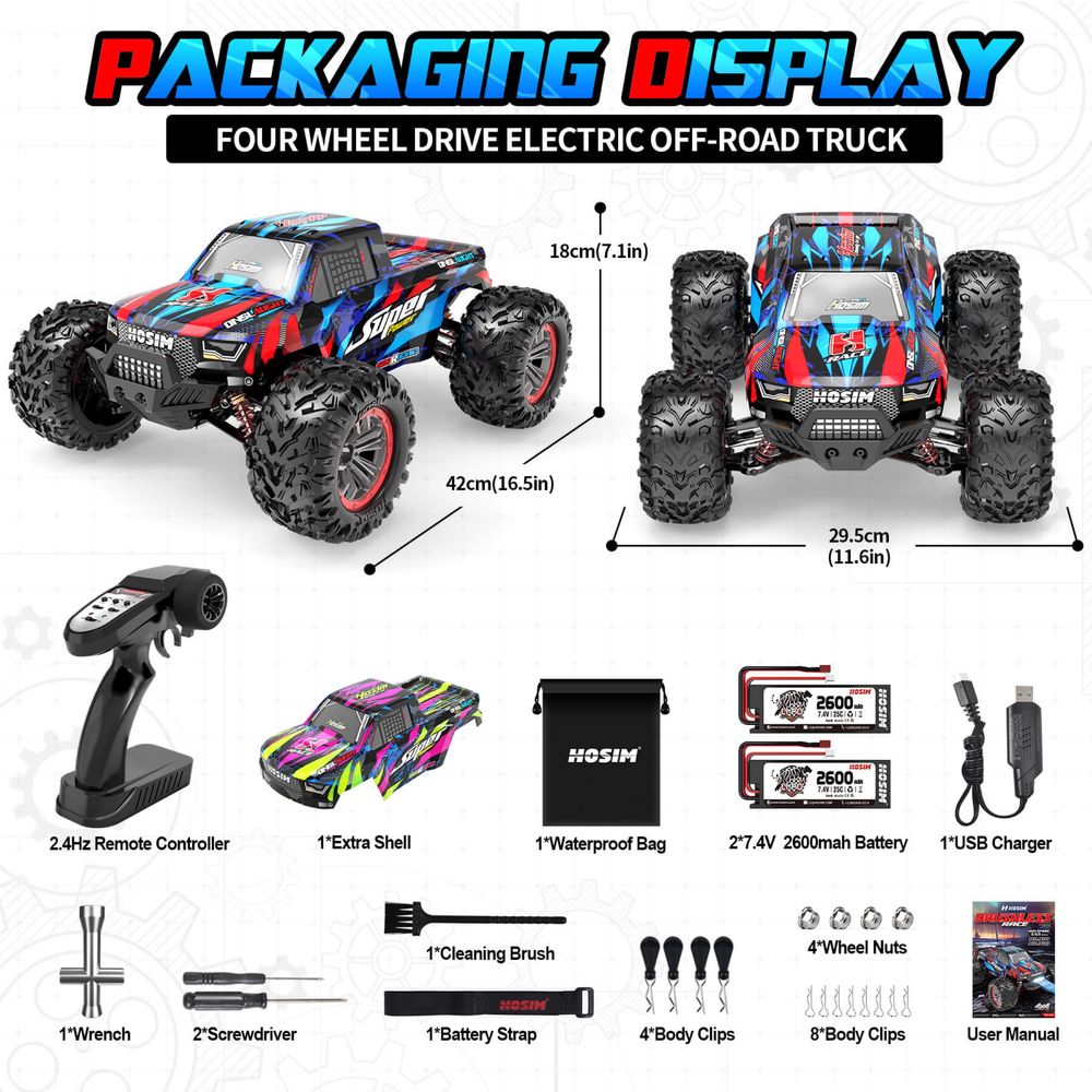 Hosim X 08 безчетков RC Cars 1:10  68+KM  4WD Off Road