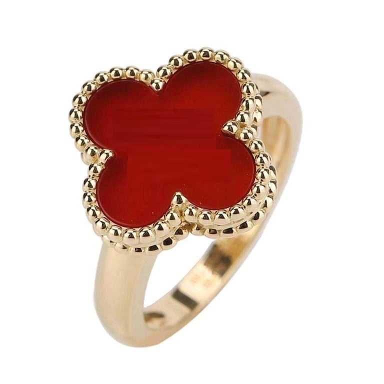 Van Cleef & Arpels VCA Gold Red Alhambra Clover Дамски Пръстен