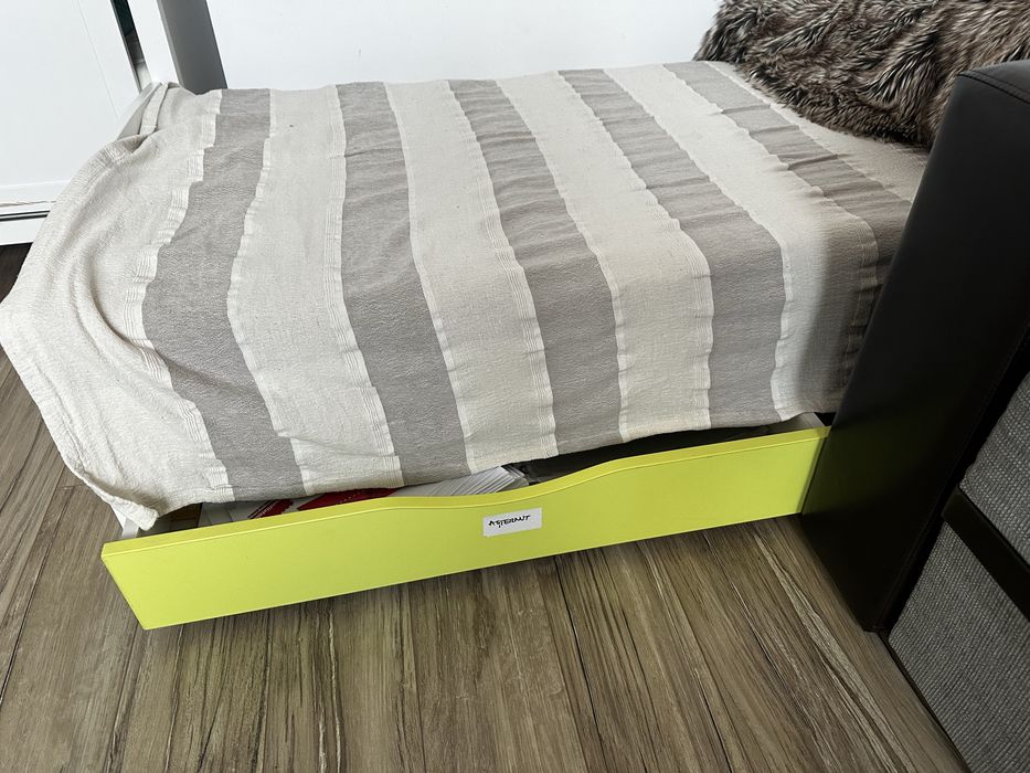 Patut copii 170/70 cm cu saltea cocos si spatiu de depozitare