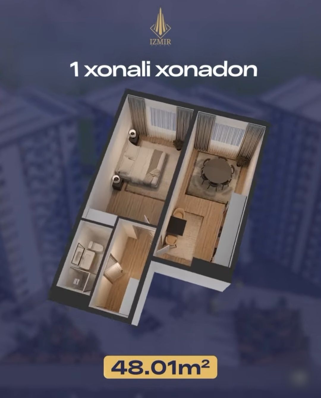 Продам свою квартиру 1/8/12 48кв IZMIR house