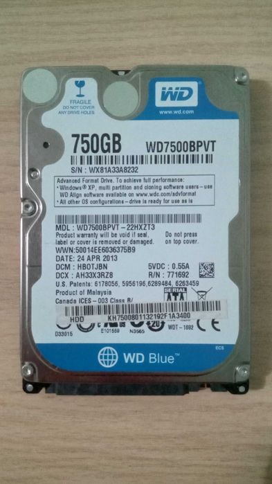 HDD 2.5 Western Digital 750GB 5400rpm 8Mb SATA II