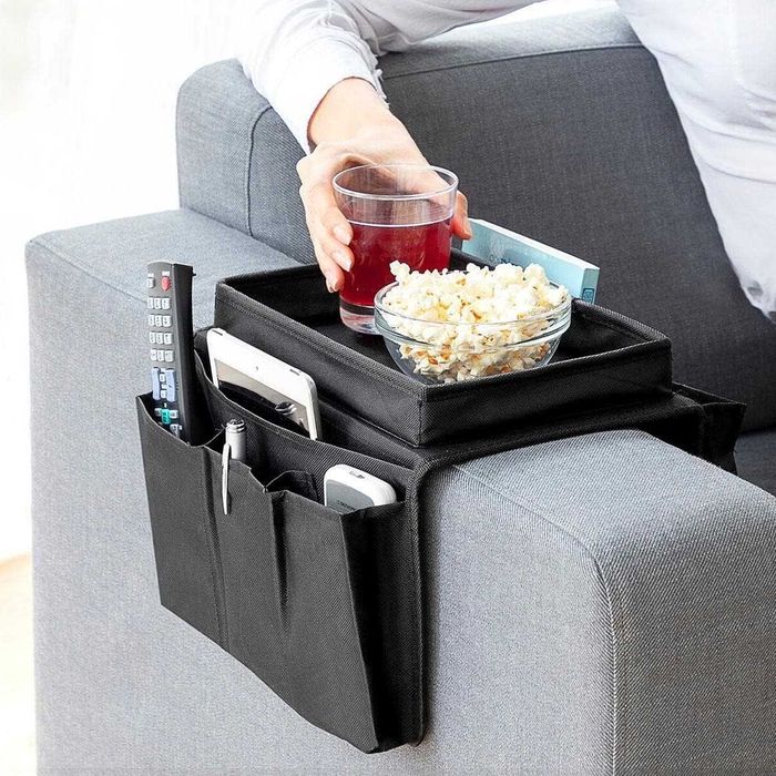 Organizator pentru canapea cu 6 buzunare depozitare negru 54 x 31 cm