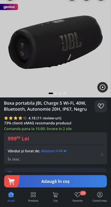 Jbl Charge 5 Wi-Fi garantie