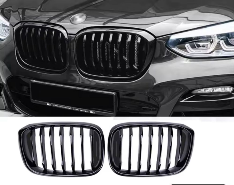 Set grile nari duble simple negru lucios Bmw X3 X4 G01 G02 camera