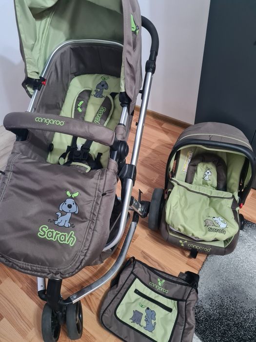 Carucior Copii 3 in 1 Cangaroo Sarah verde