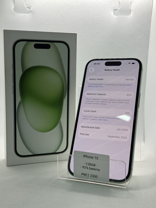 Magazin Vindem: Iphone 15, 128GB, 92% bateria