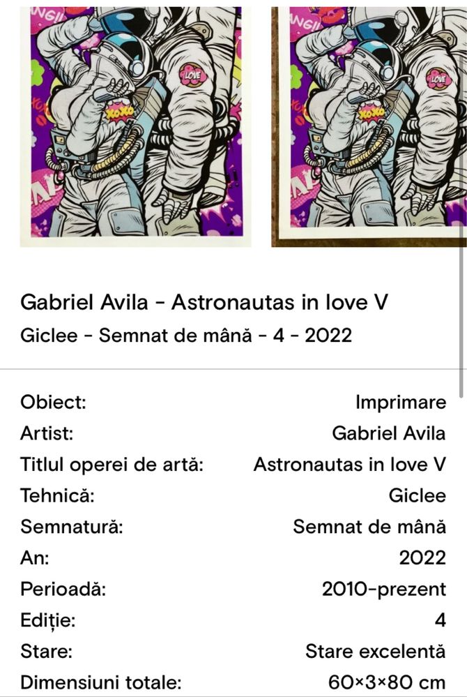 Tablou - Giclée pe panza - Astronauts in Love de Gabriel Ávilla