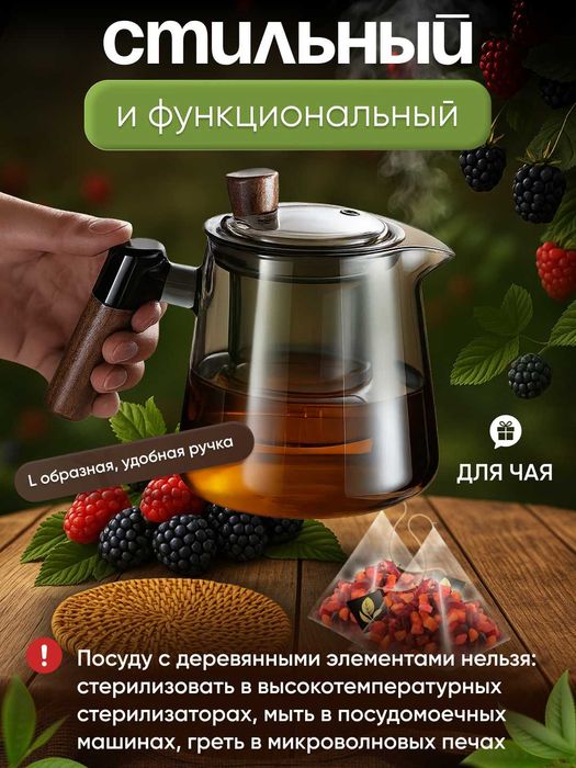 Чайник из боросиликатного стекла  (600 мл)