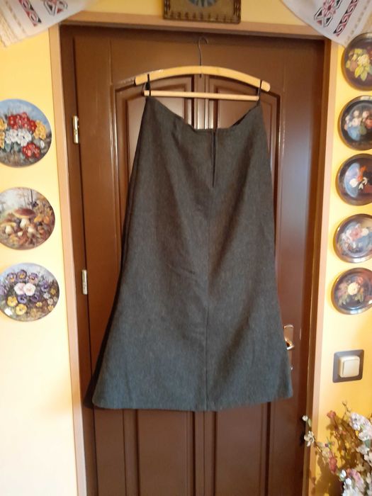 Fusta dama, lunga de toamna iarna, verde inchis stofa cu lana XL