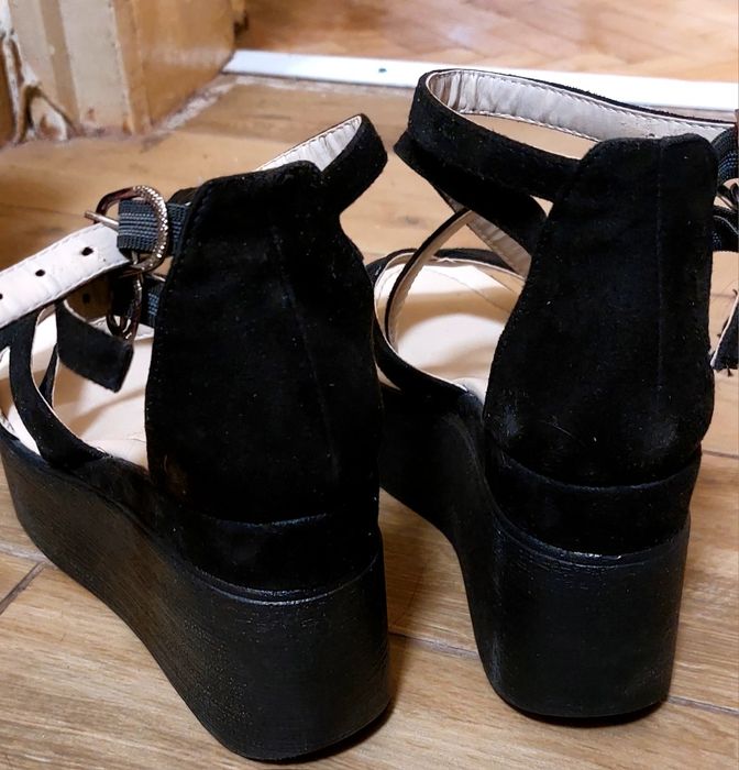 Черни сандали на висока платформа, 39