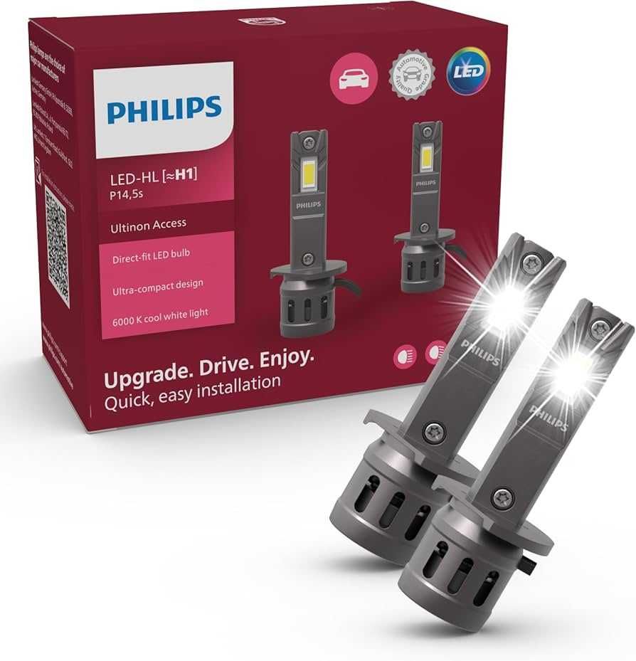 LED крушки PHILIPS Ultinon Access H1/H3/H4/H7/H8/H11...12V-6000K-к-т