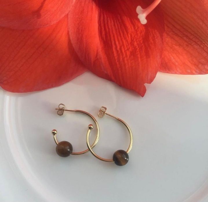 Серьги-кольца Luna Norte (тигровый глаз)