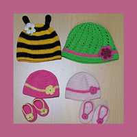 Плетени шапки и терлички за бебета и по-големи Нови