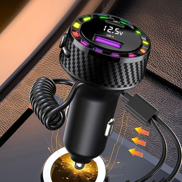 бързо зарядно за телефон в кола , usb c 2 порта адаптер за зарядно ...