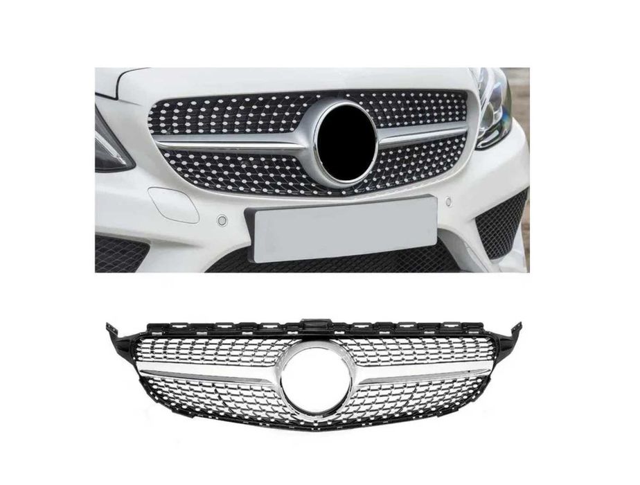Хром диамантена решетка за Mercedes C класа W205, S205, C205 с камера