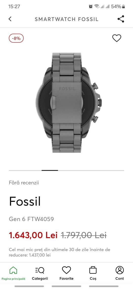 VandCeas smartwatch Fossil Gen6 FTW4059, Stainless Smoke