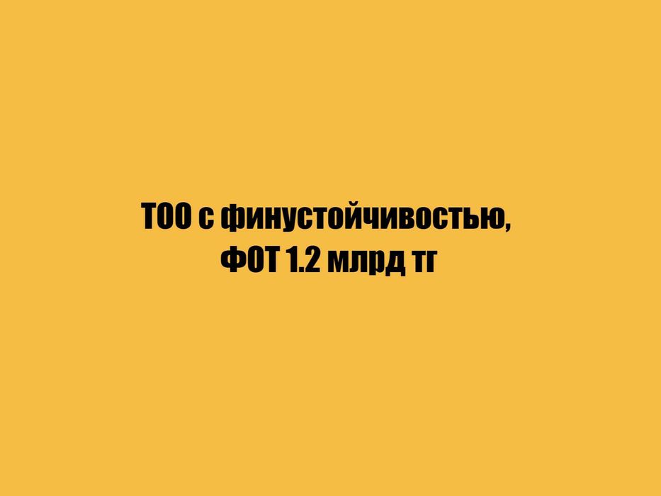 ТОО с финустойчивостью, ФОТ 1.2 млрд тенге.