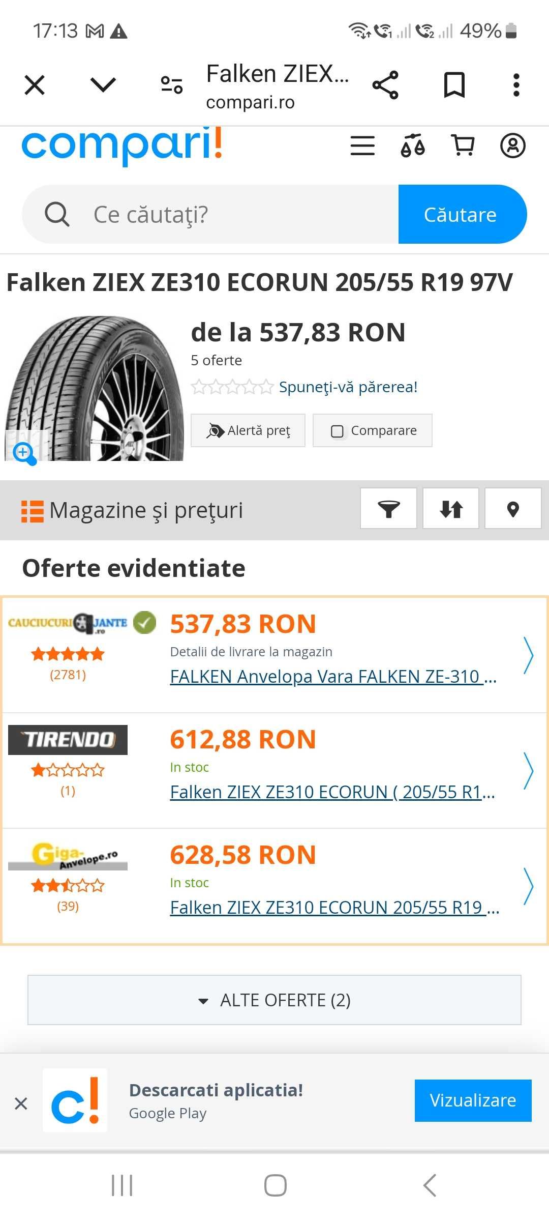 Set 4 anvelope vara dimensiuni 205/55R19 97V Falken