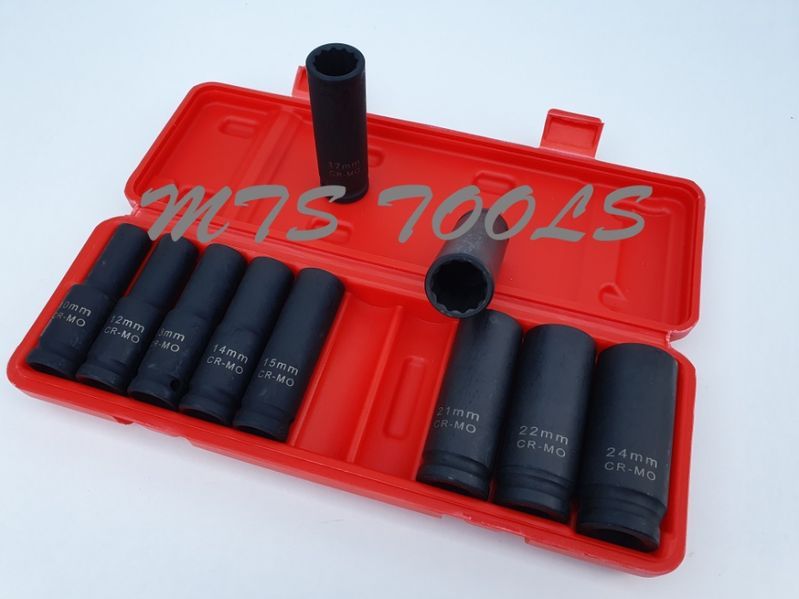 Tubulare impact 1/2 / Trusa chei 10 piese 10-24mm bihexagonale