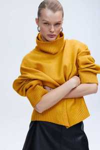 H&M дамски пуловер, OVERSIZE. XS, горчица