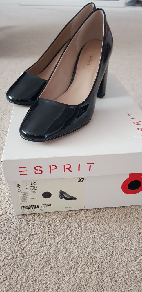 Pantofi  lacuiti cu toc, Esprit, culoare negru, mărimea 37