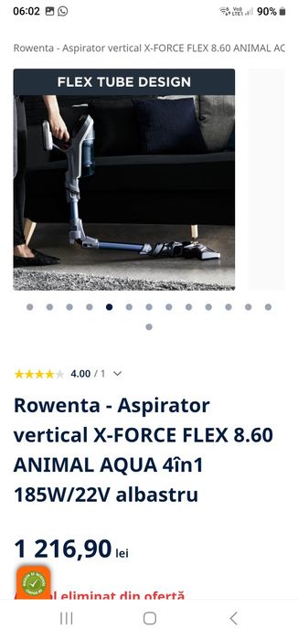 ROWENTA FLEX FORCE aspiratore fara fir in perfecta stare