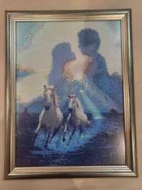 Диамантен гоблен изобразяващ мъж и жена и бягащи кончета.