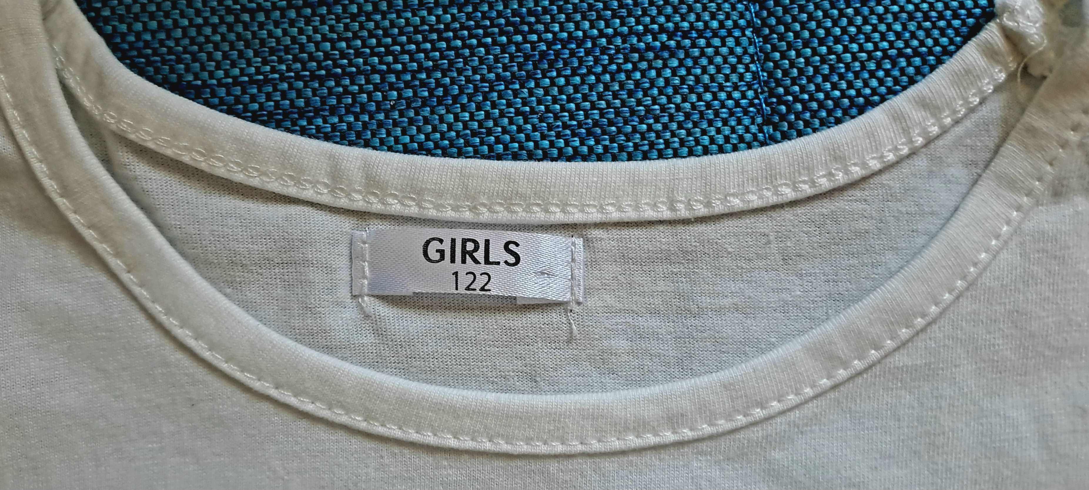 Лот чисто нови памучни блузки, топове и клин за момиче, размер 122