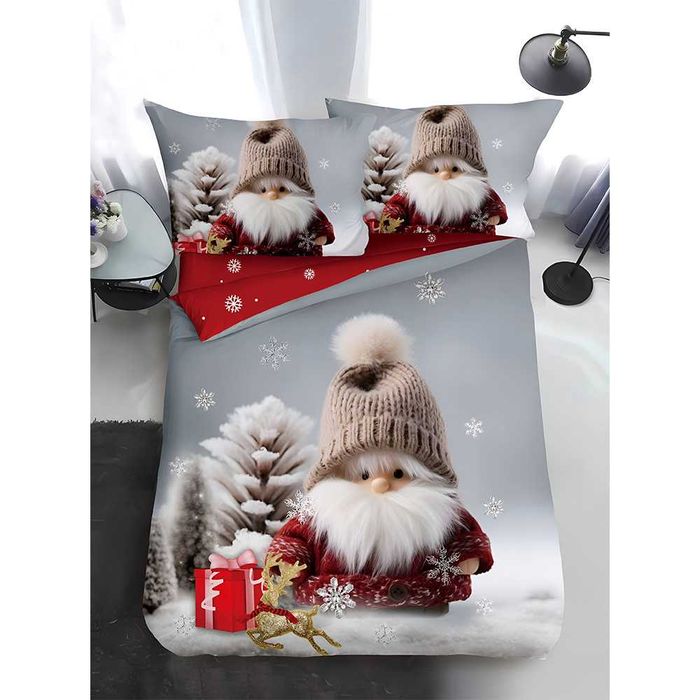 Двулицево коледно спално бельо за приста (Реално изображение), 4 части