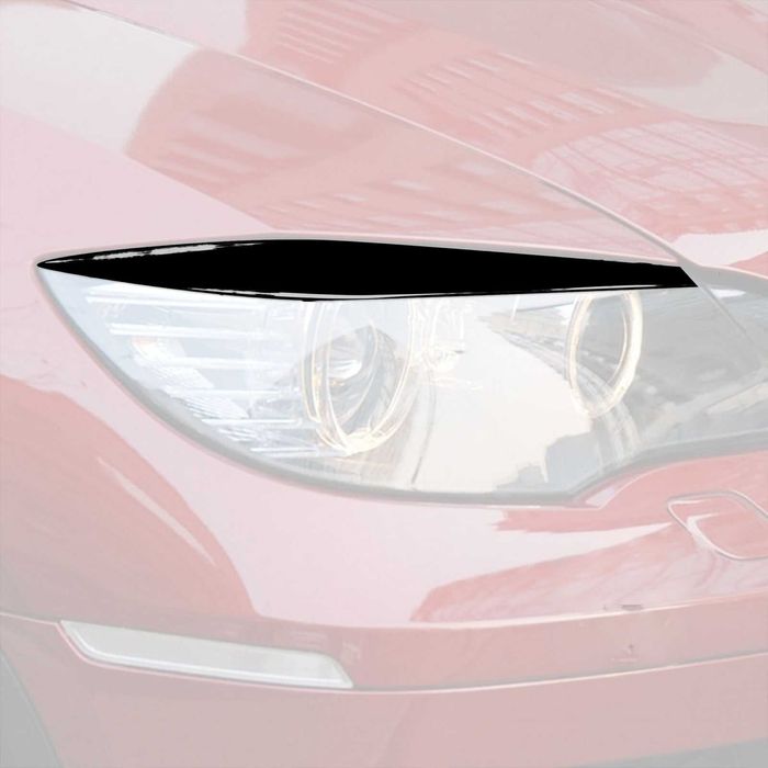 Set 2 Pleoape Faruri Far Adeziv BMW X6 E71 2008 - 2014, Negru Lucios