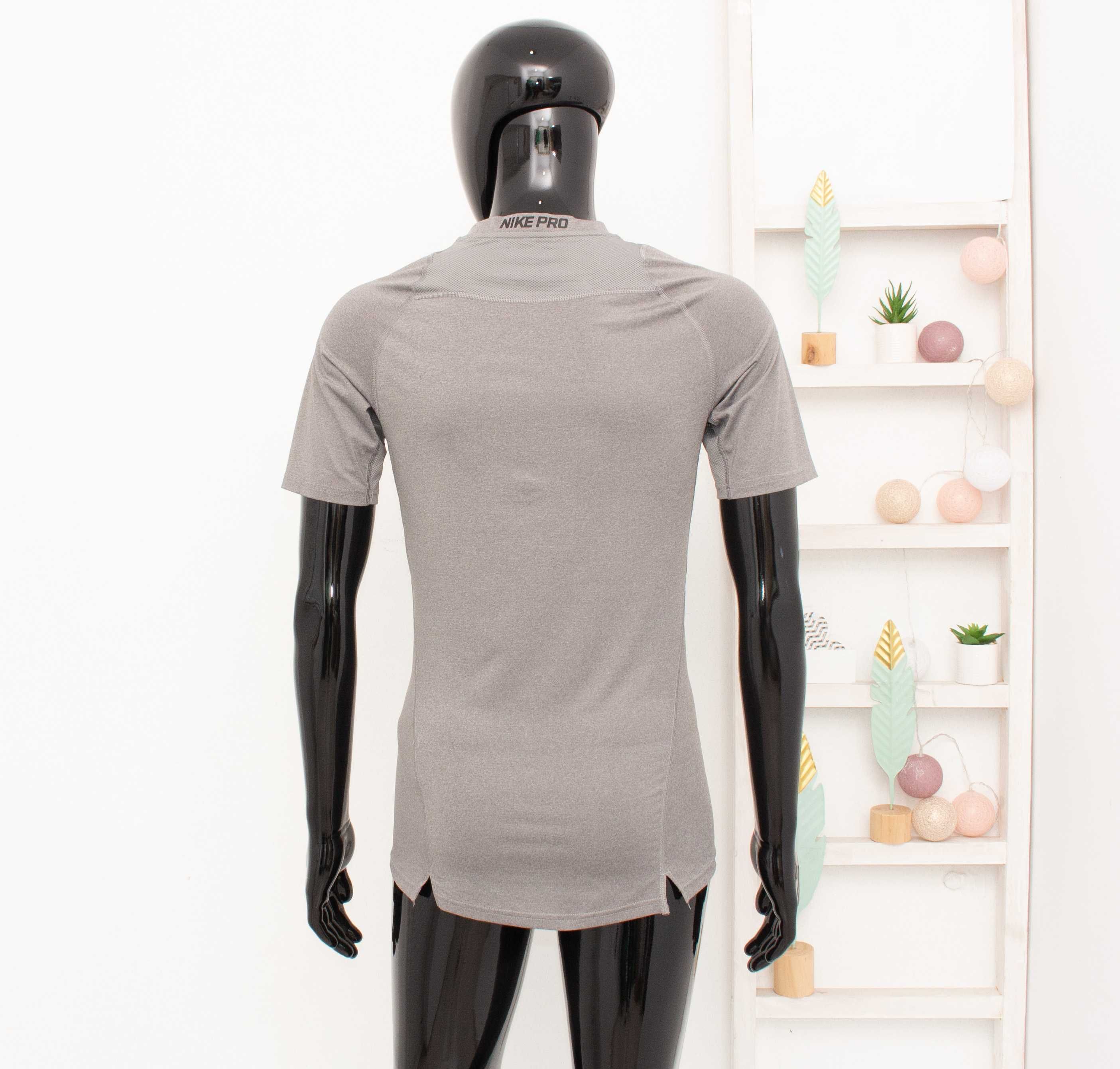 Nike Pro Оригинална Мъжка Блуза къс ръкав сива Dri Fit за фитнес L
