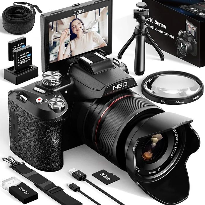 NBD 5K DSLR фотоапарат, 64MP Ultra HD, 16x оптично увеличение, Wi-Fi у