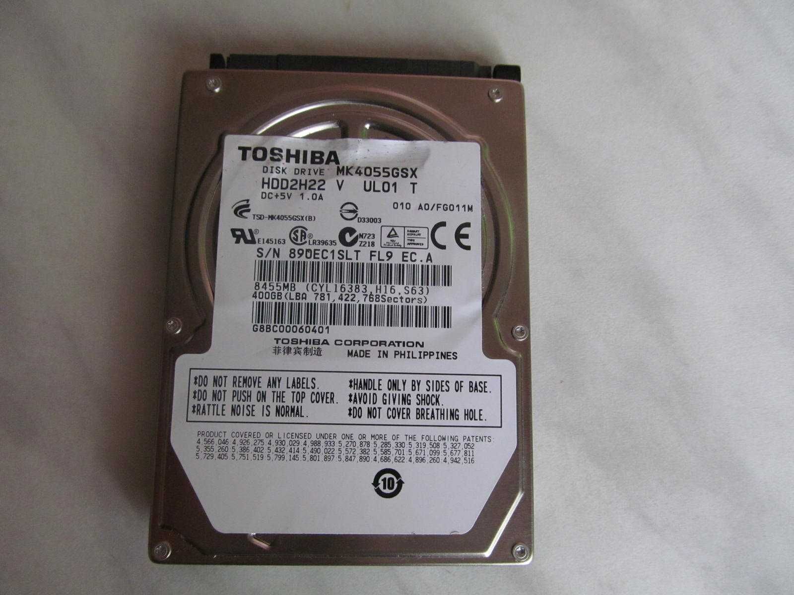 hard disk toshiba sata 400 gb