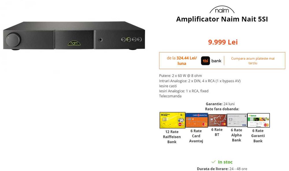 Amplificator audiofil Naim NAIT 5si made in UK-cel mai mic pret din Ro