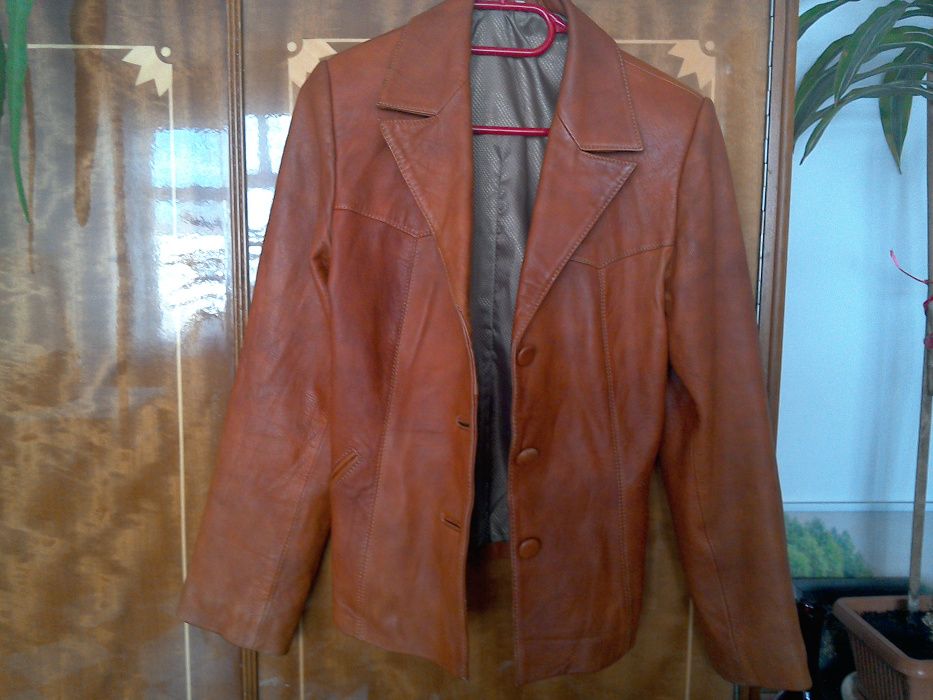 Geacă/jachetă din piele naturală, de damă, culoare coniac - 42
