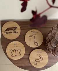 Set 4 suporturi pahare personalizate cu Formula 1