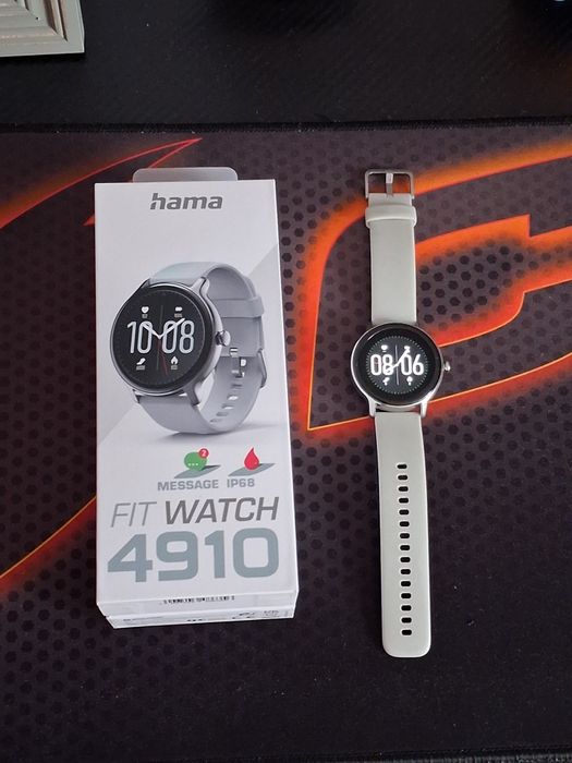 Смарт часовник Hama Fit Watch 4910 - цвят бледо сиво